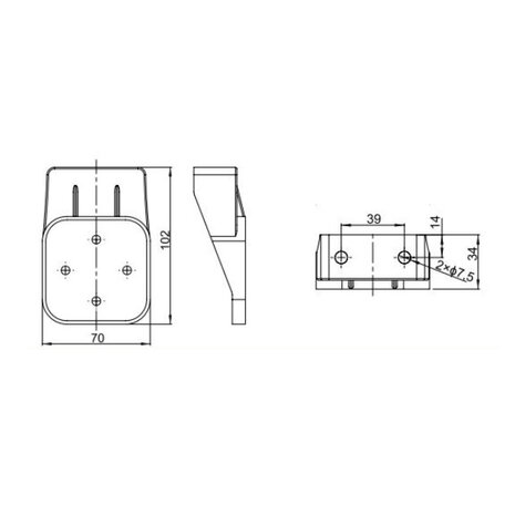 Horpol Mounting Bracket for Square Marker Lamps WL-130