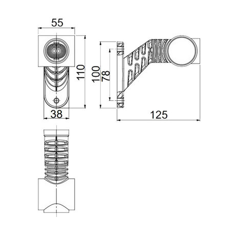 Horpol LED Stalk Marker Lamp 3-Functions + 0,5m cable Short Model Left