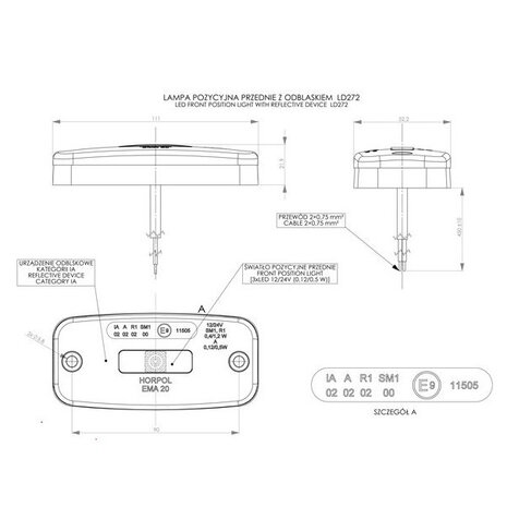 Horpol LED Voormarkering Wit Met Reflector LD 272