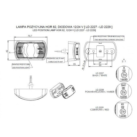 Horpol Slim LED Type Marker Light Red Small model LD-2229