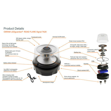 Osram LEDguardian Flash Beacon With Stron Magnet