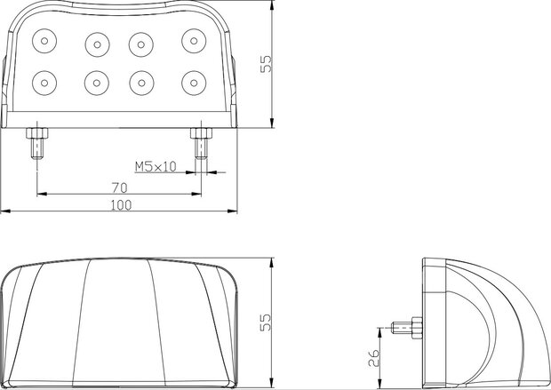 Fristom LED License Plate Light FT-026 Black 12-36V