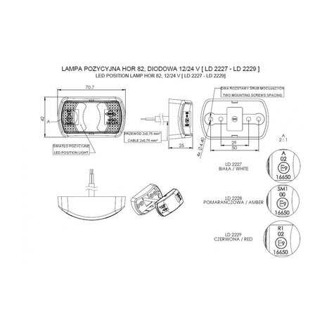 Horpol Slim LED Type Marker Light Orange Small model LD-2228