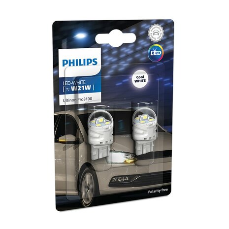 Philips LED Retrofit White W21W 12V W3x166d 2 Pieces