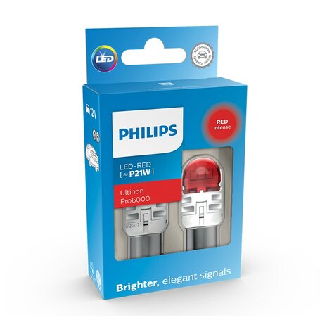 Philips P21W LED Retrofit Red BA15s 12V 2 Pieces