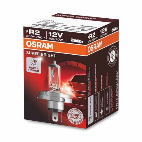Osram R2 Halogen Lamp 12V 100/90W P45t Super Bright Premium
