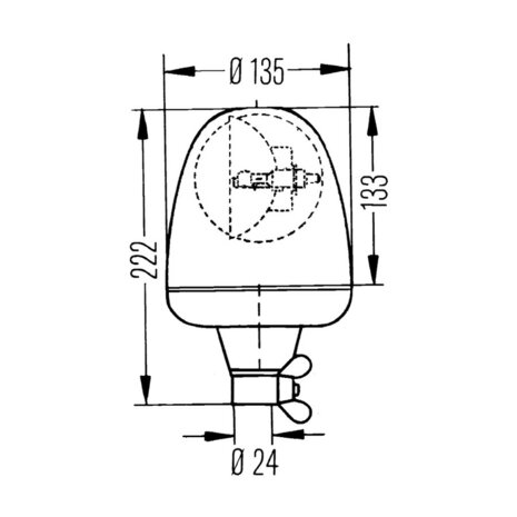 Hella Halogen Beacon 24V Orange DIN support | 2RL 006 846-011