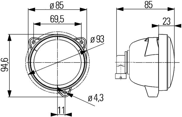 Hella Werklamp M70 bodemverl inbouw Met Gloeilampen 12V H9 | 1G0 996 176-061