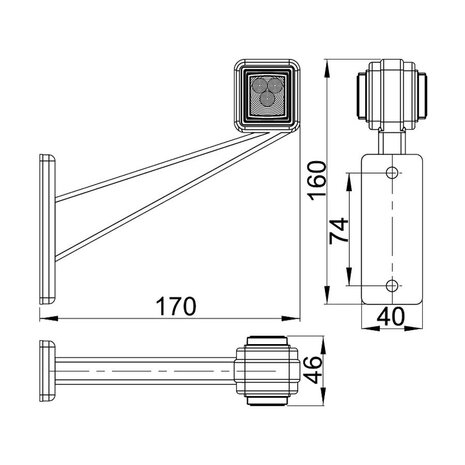 Horpol LED Stalk Marker Lamp 2-Functions + 0,4m Long Model Right