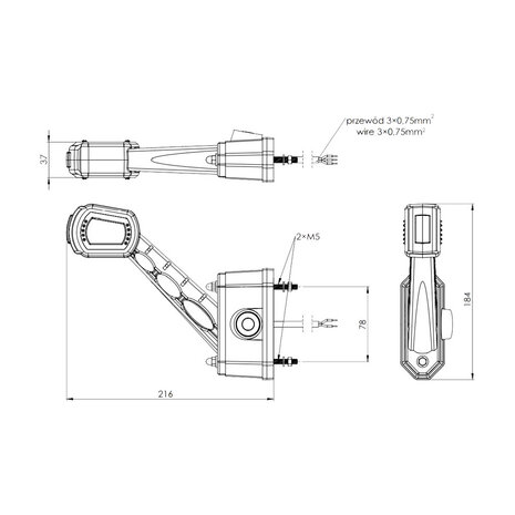 Horpol LED Stalk Marker Lamp + Sensor 3-Functions 12-24V Left