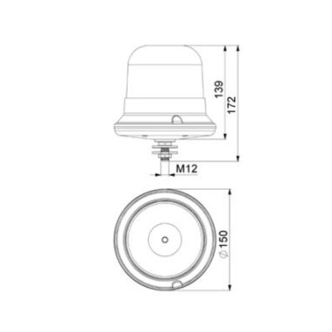 Horpol LED Flashing Light M12 Bolt Mount Orange LDO-2662