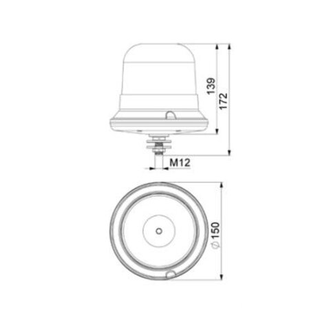 Horpol LED Flashing Light M12 Bolt Mount Orange LDO-2662