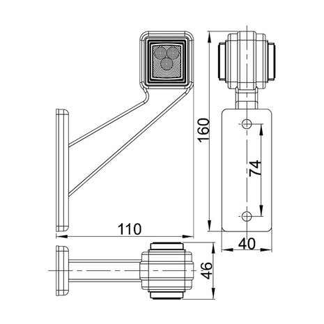 Horpol LED Stalk Marker Lamp 2-Functions + 0,4m Compact Model Left