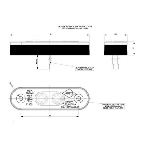 Horpol LED Marker Light Red Oval LD-958