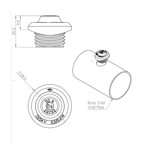 Horpol LED Position Lamp White Round Assembly LD-2631