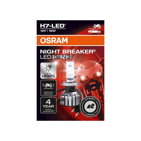 Osram Motor H7 LED Headlight 12V Set Night Breaker LED GEN2 ECE Approved