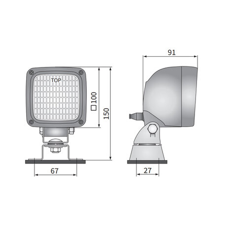 Wesem Halogen Work Light Square Excl H3 + Switch
