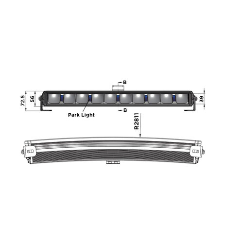 Boreman LED Lightbar Curved + Position Light White or Orange 44"