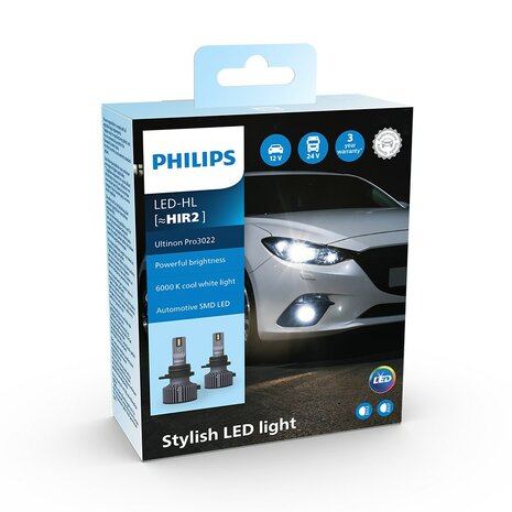 Philips HIR2 LED Headlight 12-24V Ultinon Pro3022 Set