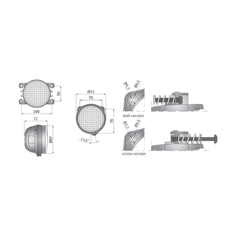 Work lamp LED d86-58° 1000lm 12/24V (1Bl+)+DT04-2P