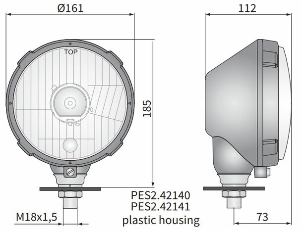 Headlamp Ø161x115 H4 Right