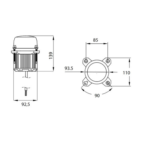 Dasteri LED Built-in High Beam Lamp 12-24V | 3-Light functions