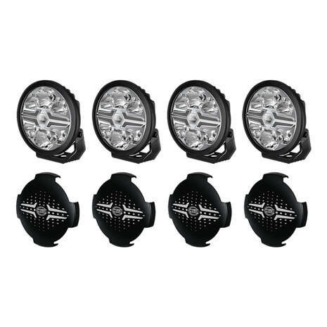 SET 4x Hella LED Spotlight Blade 7" Black + Protective caps