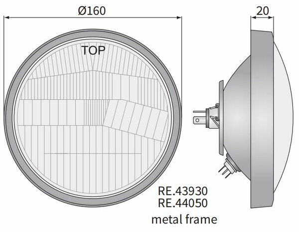 Headlamp H4 Ø160x70