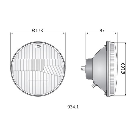 Headlight Built-in Round Ø178mm / 7 Inch R2
