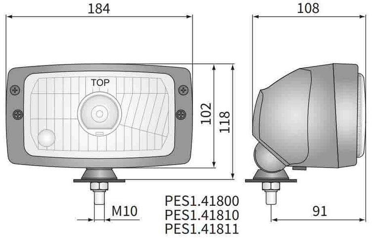 Headlamp, H4, 184x102x108, 24V