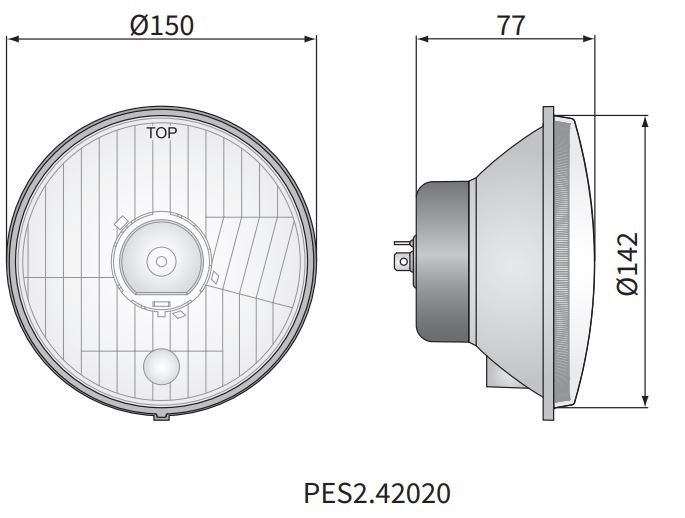 Koplamp H4 Ø150x77 Metalen Behuizing