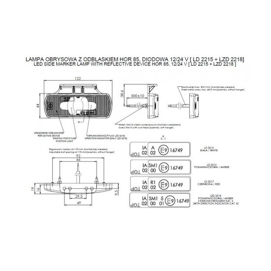 Horpol LED Achtermarkering Rood 12-24V LD 2217