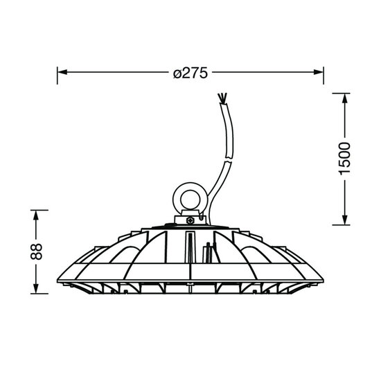 230V LED Highbay UFO 80W 12800LM 90°