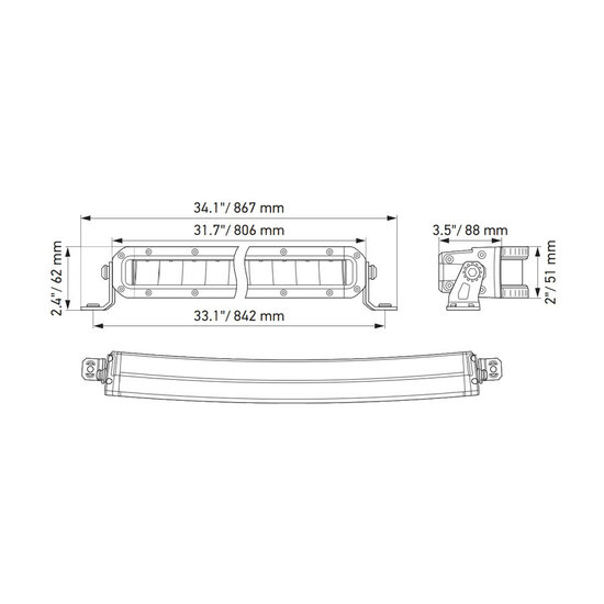 Hella ECE Black Magic Double Curved LED Lightbar 30" 76CM | 1FJ 358 196-611