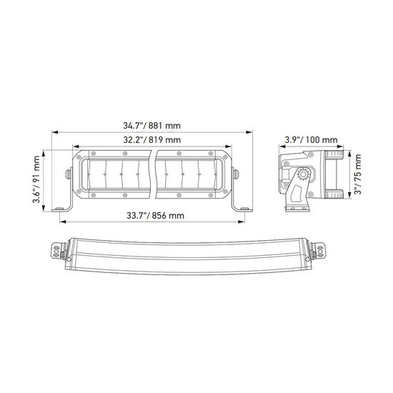 Hella Black Magic Double Curved LED Lightbar 30" 76CM | 1GJ 358 197-611