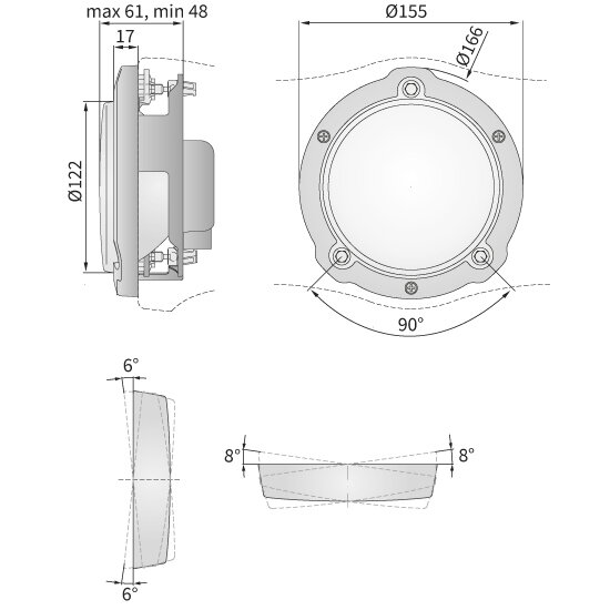 Rally Lamp Mistlamp Met Frame Ø122mm + Halogeen Lamp