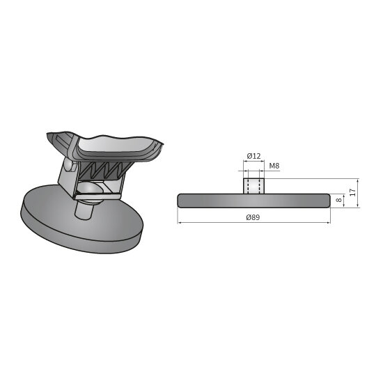 Neodymium Magneet 50KG Rubber M8 Schroefdraad