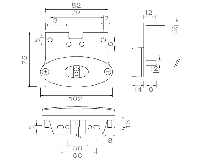 Aspöck LED Markeringslamp Flatpoint II 12V + Bevestigingsbeugel