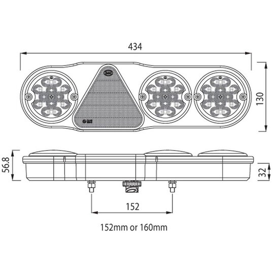 Led Achterlicht 4 Functies + Achteruitrijlicht en Mistlamp Links