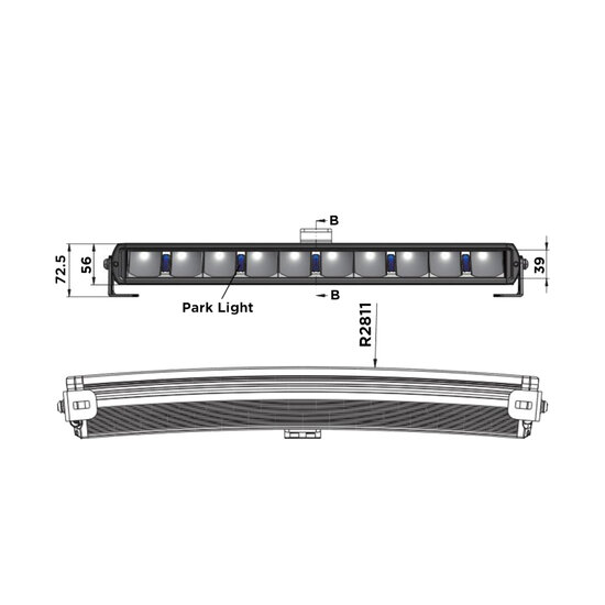 Boreman LED Lightbar Curved + Stadslicht Wit of Oranje 44"