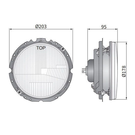 Koplamp VW Golf I, Lampglas: Ø178mm
