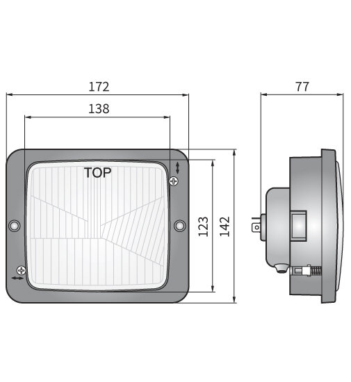 Wesem Inbouw Koplamp 172x142 + Frame