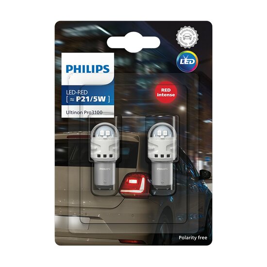 Philips LED Retrofit P21/5W Rood BAY15d 12V 2 Stuks