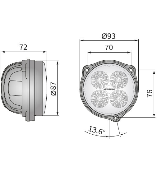 LED Werklamp Inbouw Breedstraler 1500LM + Deutsch-DT