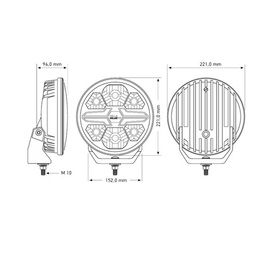 Hella LED Verstraler Blade 9" Chrome Wit/Oranje Positielicht Ref 50
