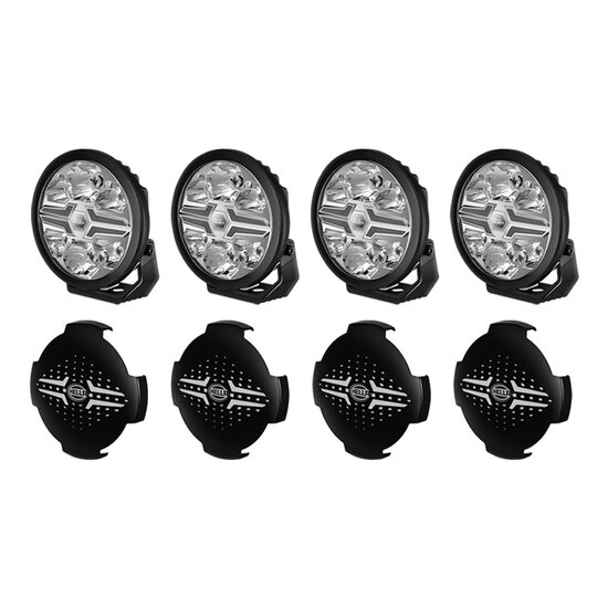 SET 4x Hella LED Verstraler Blade 7" Zwart + Beschermkappen