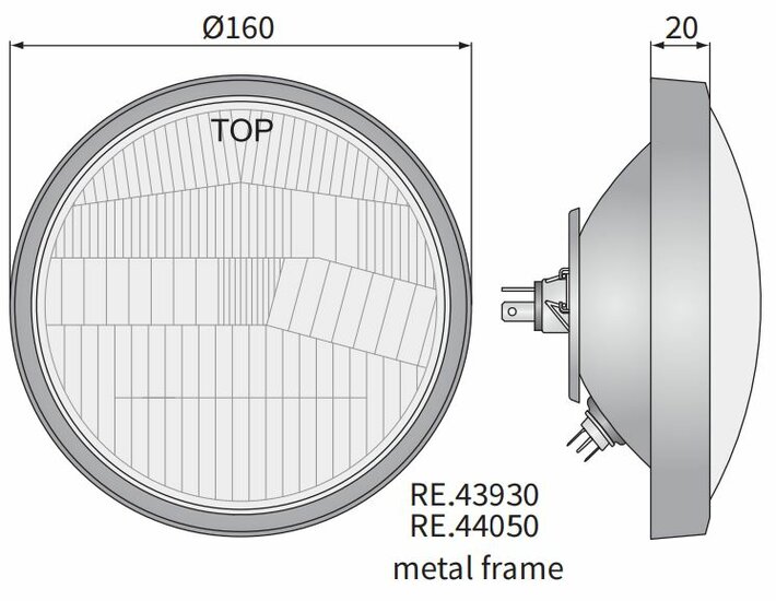 Headlamp H4 Ø160x70