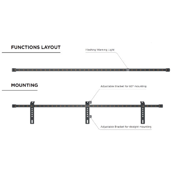 Dasteri LED Slim Strobe Bar Orange 123CM 12/24V