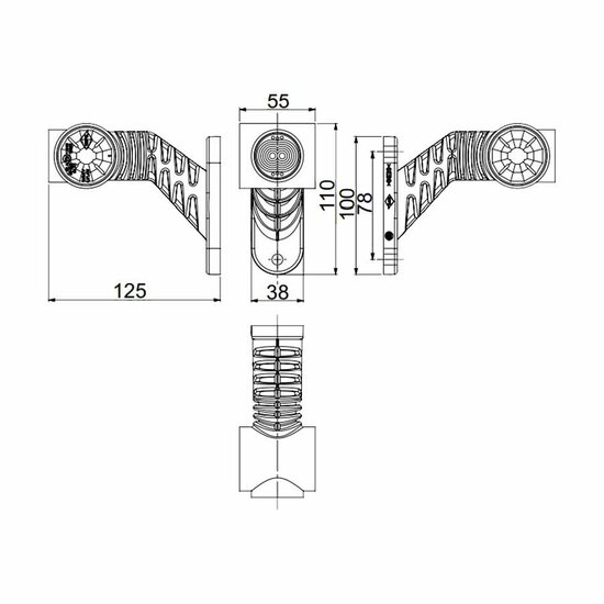 Horpol LED Breedtelamp 3-Functies Kort Links Dark Look | LD-2181/GRAPHITE