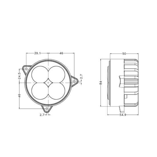 40W LED Work Light Round 3800LM | Built-in
